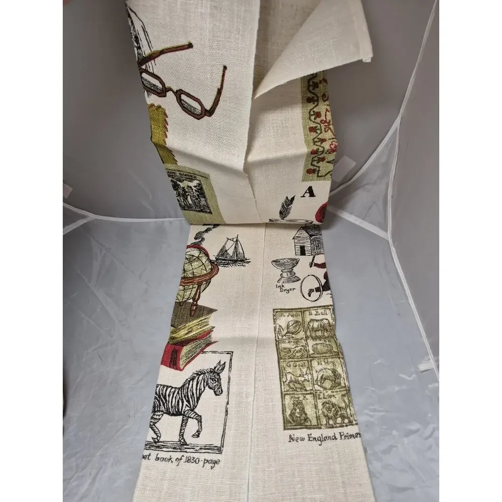 💥 Vtg Kay Dee Linen Tea Towel American School New Old Stock w/ Paper Sticker D6